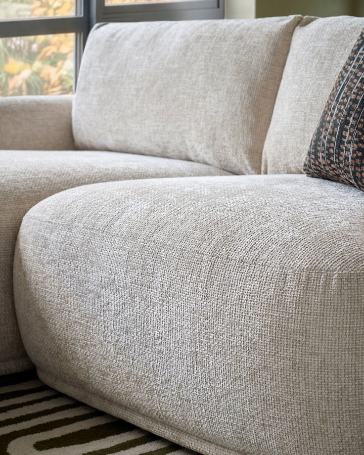 Renato natural chunky weave left hand facing small chaise sofa