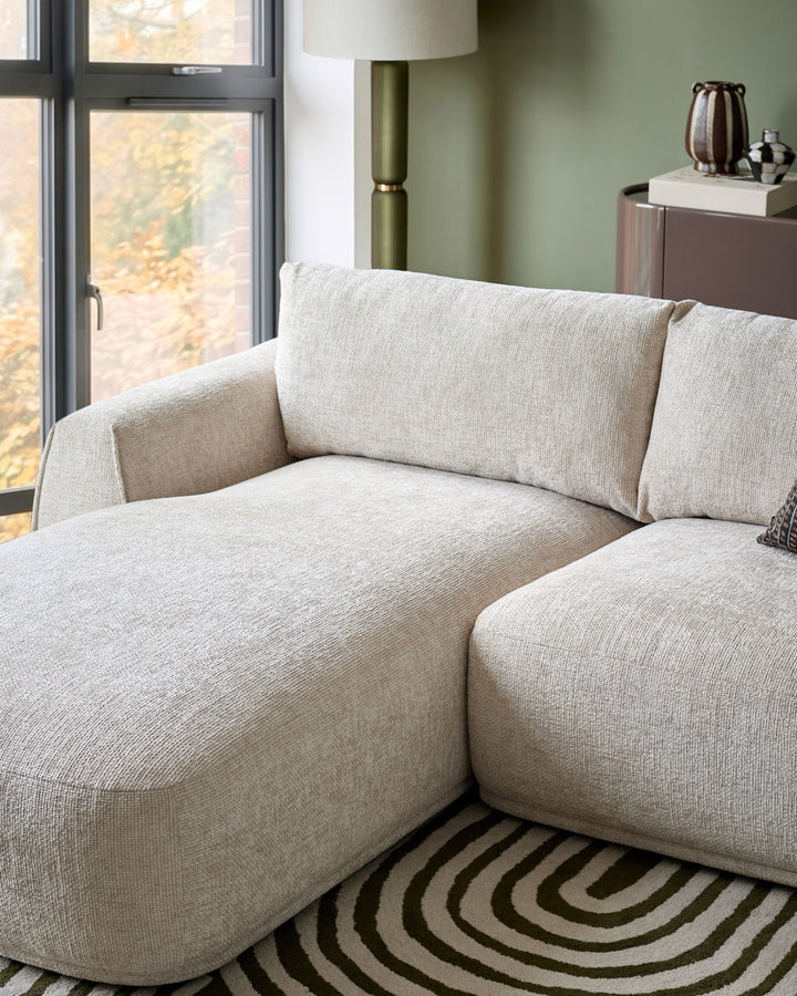 Renato natural chunky weave left hand facing small chaise sofa
