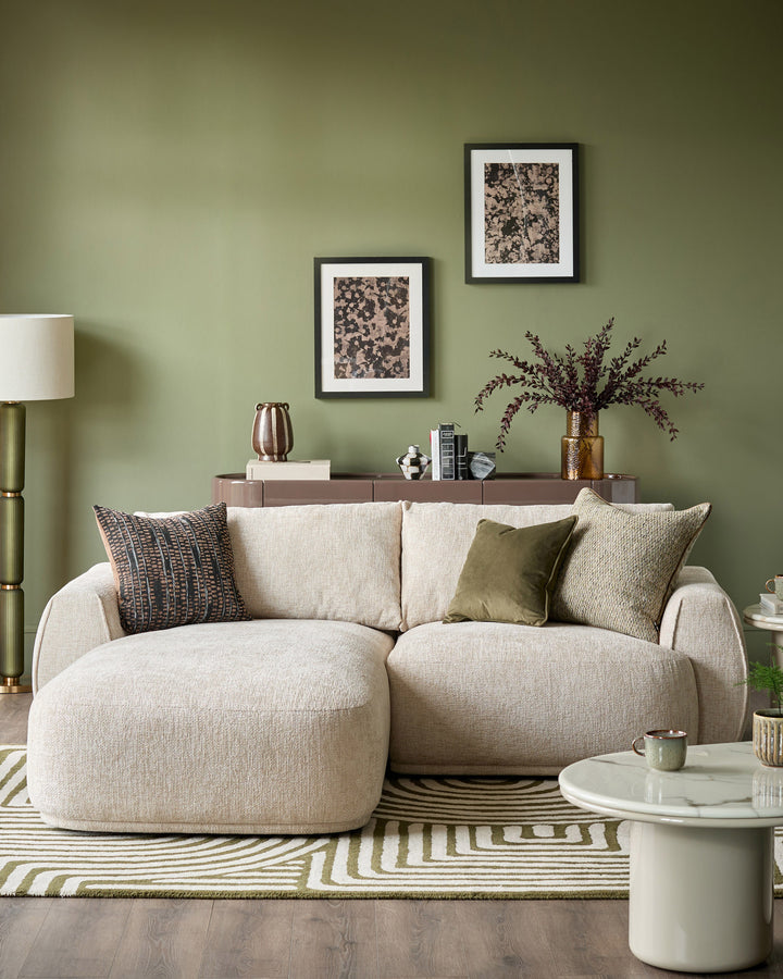 Renato natural chunky weave left hand facing small chaise sofa