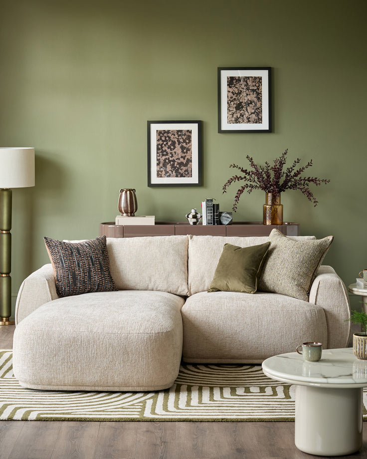 Renato natural chunky weave left hand facing small chaise sofa