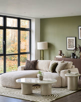 Renato natural chunky weave left hand facing small chaise sofa
