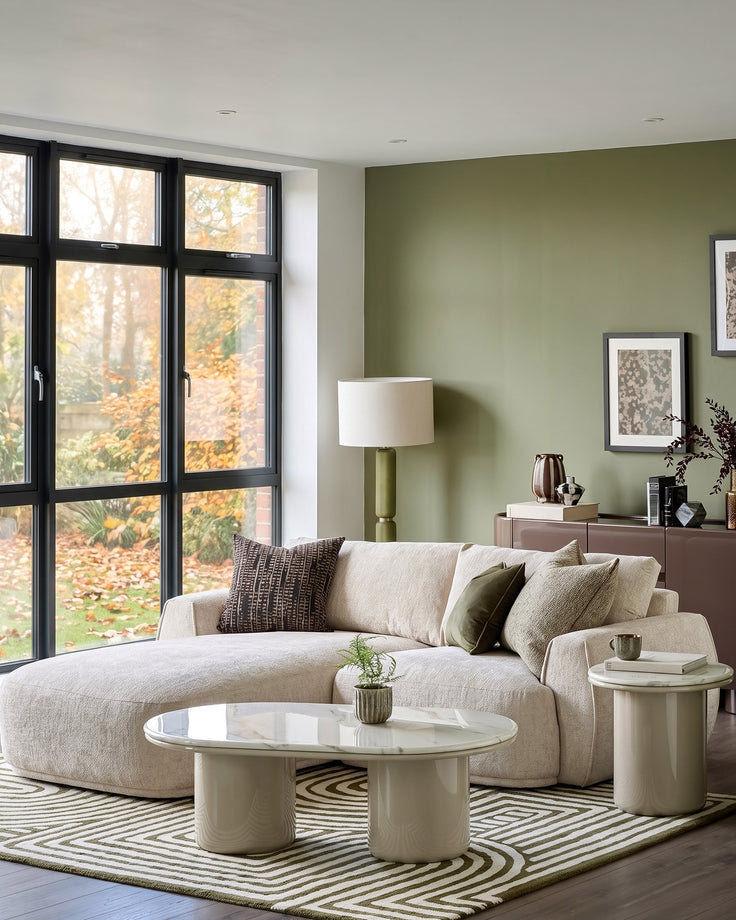Renato natural chunky weave left hand facing small chaise sofa