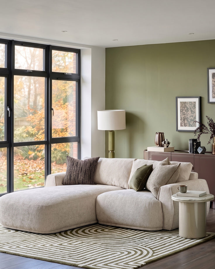 Renato natural chunky weave left hand facing small chaise sofa