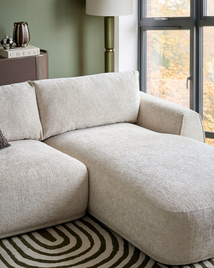 Renato natural chunky weave right hand facing small chaise sofa