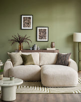 Renato natural chunky weave right hand facing small chaise sofa