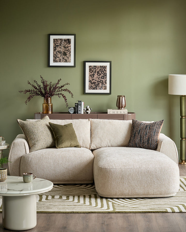 Renato natural chunky weave right hand facing small chaise sofa