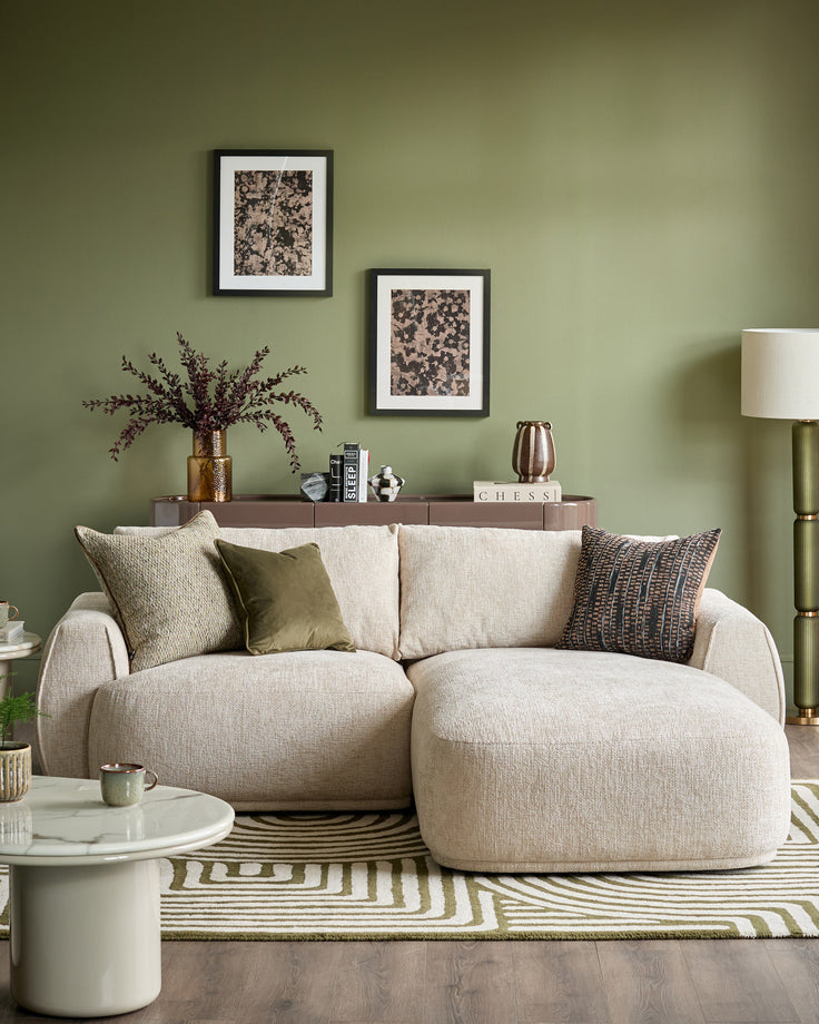 Renato natural chunky weave right hand facing small chaise sofa