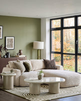 Renato natural chunky weave right hand facing small chaise sofa