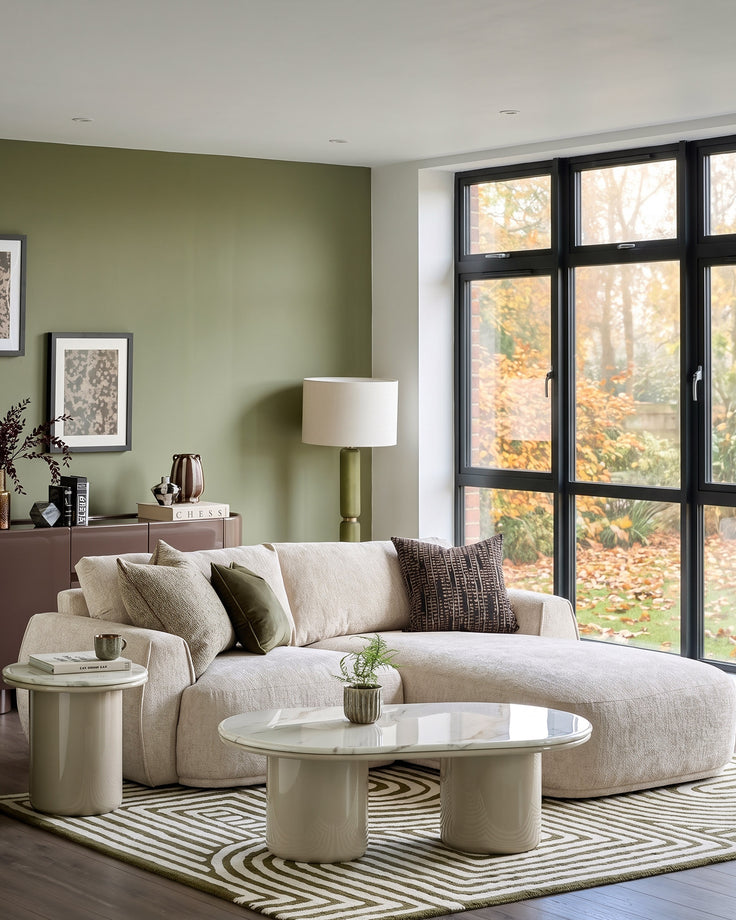 Renato natural chunky weave right hand facing small chaise sofa