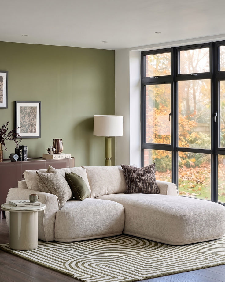 Renato natural chunky weave right hand facing small chaise sofa