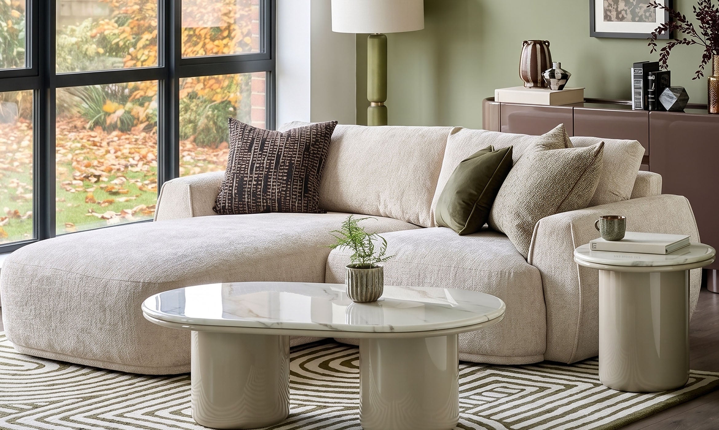 Renato natural chunky weave left hand facing small chaise sofa