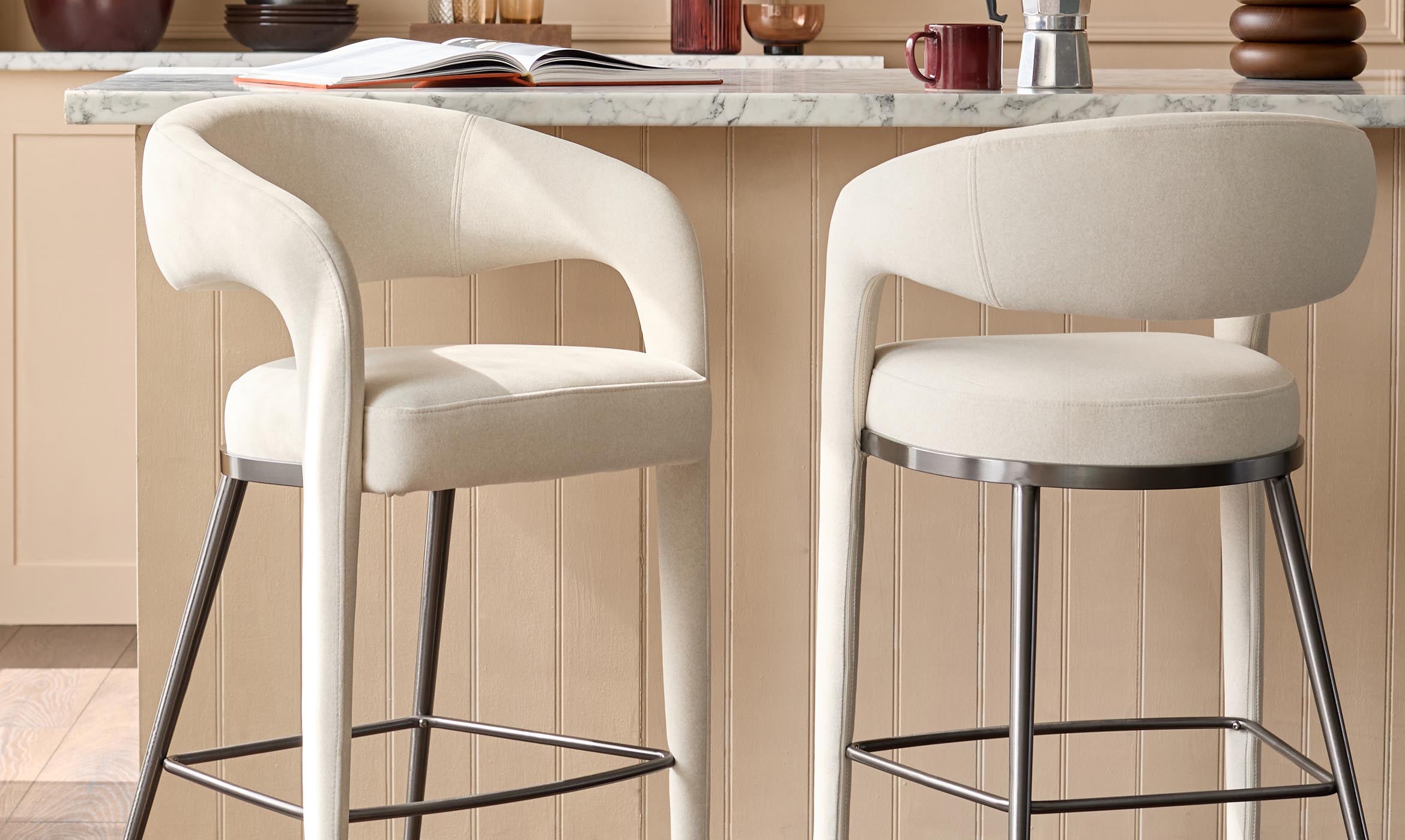 Rhett cream fabric bar stool