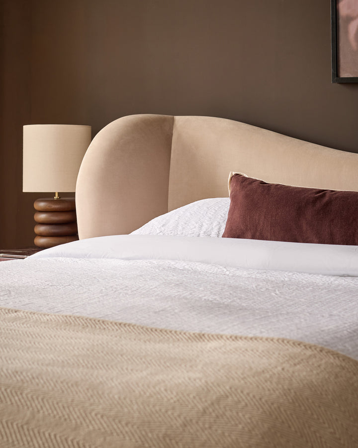 Rhiannon champagne velvet king size ottoman storage bed
