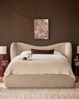Rhiannon champagne velvet king size ottoman storage bed