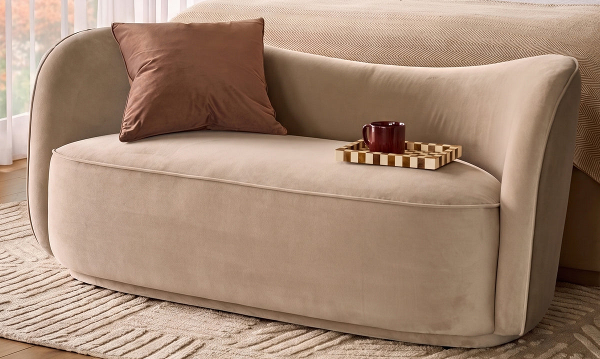 Rhiannon champagne velvet accent sofa