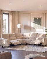 Rhys champagne chenille large corner sofa
