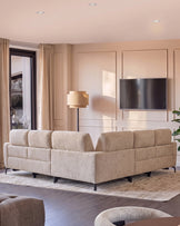 Rhys champagne chenille large corner sofa