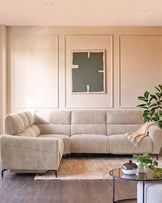Rhys champagne chenille large corner sofa