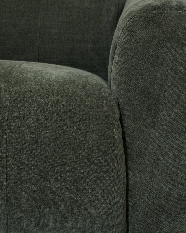 Rhys dark green chenille large corner sofa