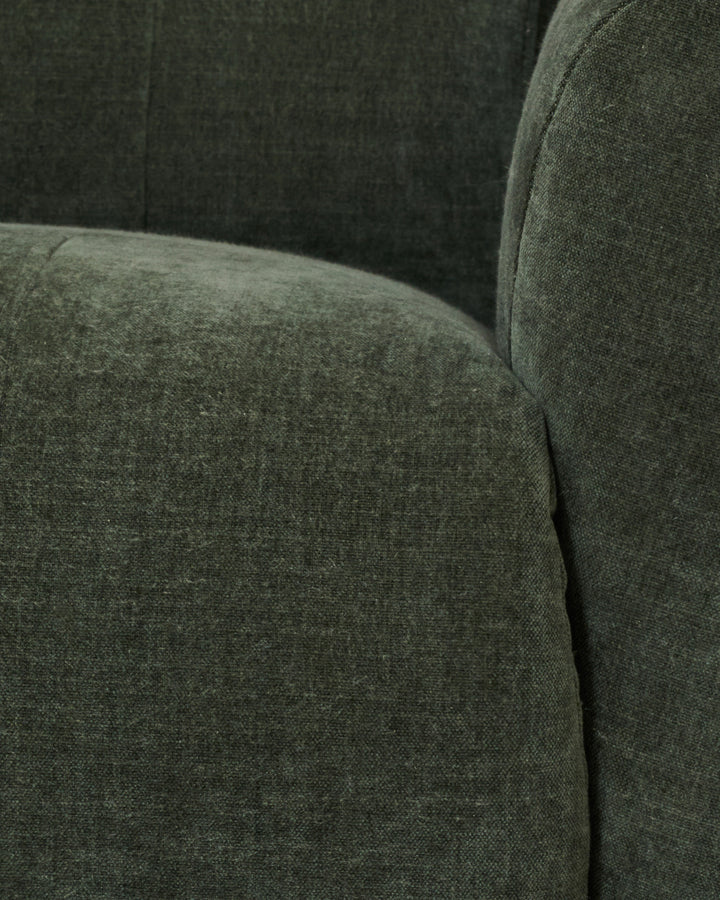 Rhys dark green chenille left hand facing small corner sofa
