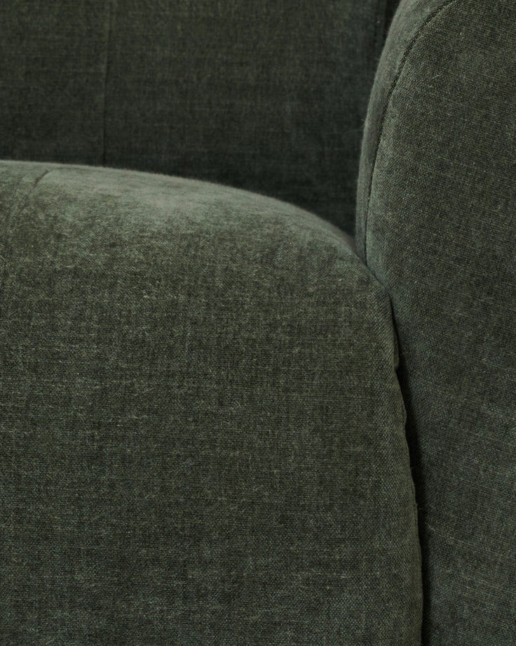 Rhys dark green chenille left hand facing small corner sofa