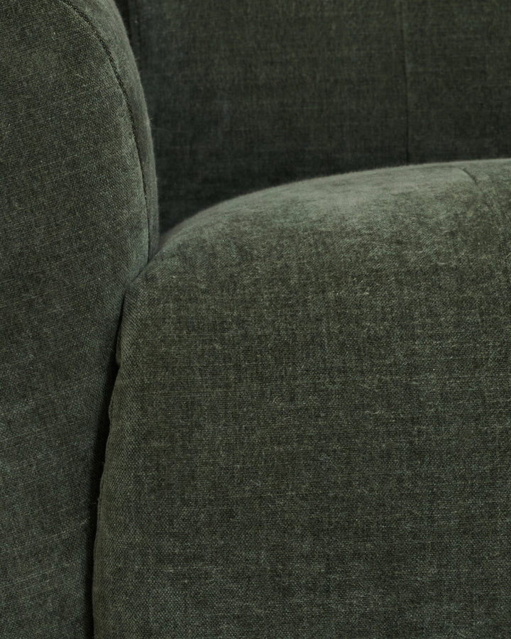 Rhys dark green chenille right hand facing small corner sofa