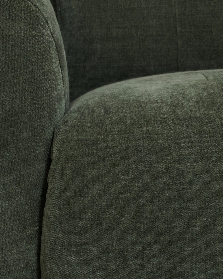 Rhys dark green chenille right hand facing small corner sofa