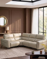 Rhys natural leather left hand facing small corner sofa