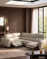 Rhys natural leather left hand facing small corner sofa