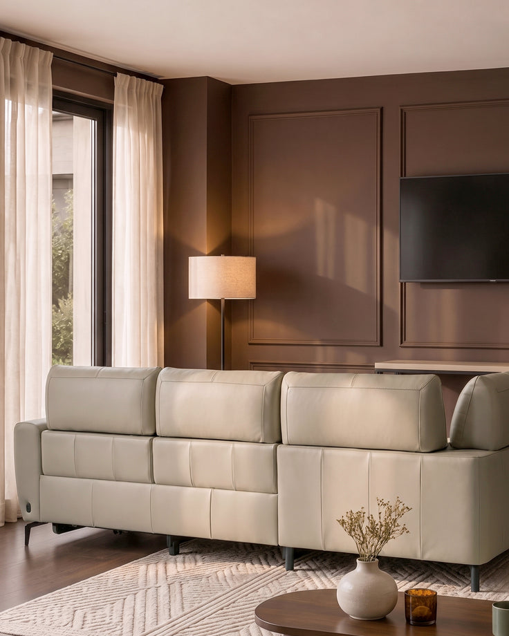 Rhys natural leather left hand facing small corner sofa