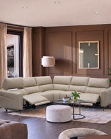 Rhys natural leather large corner sofa