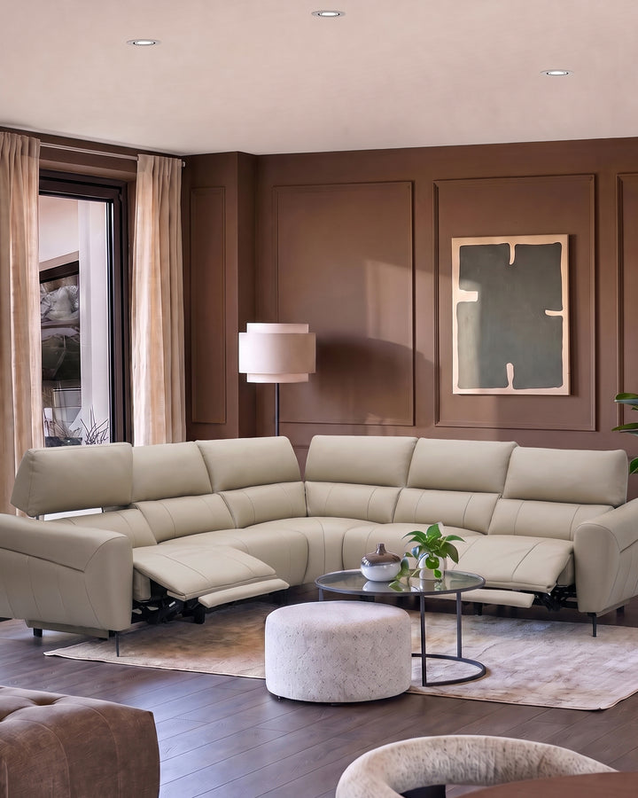 Rhys natural leather large corner sofa