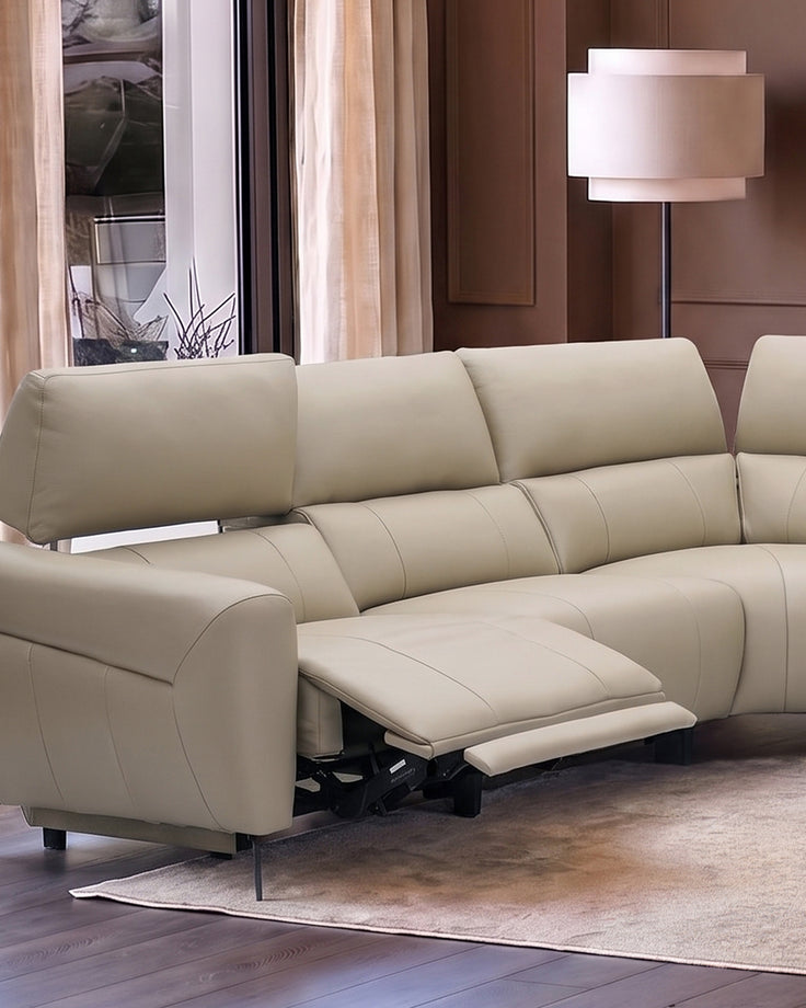 Rhys natural leather large corner sofa
