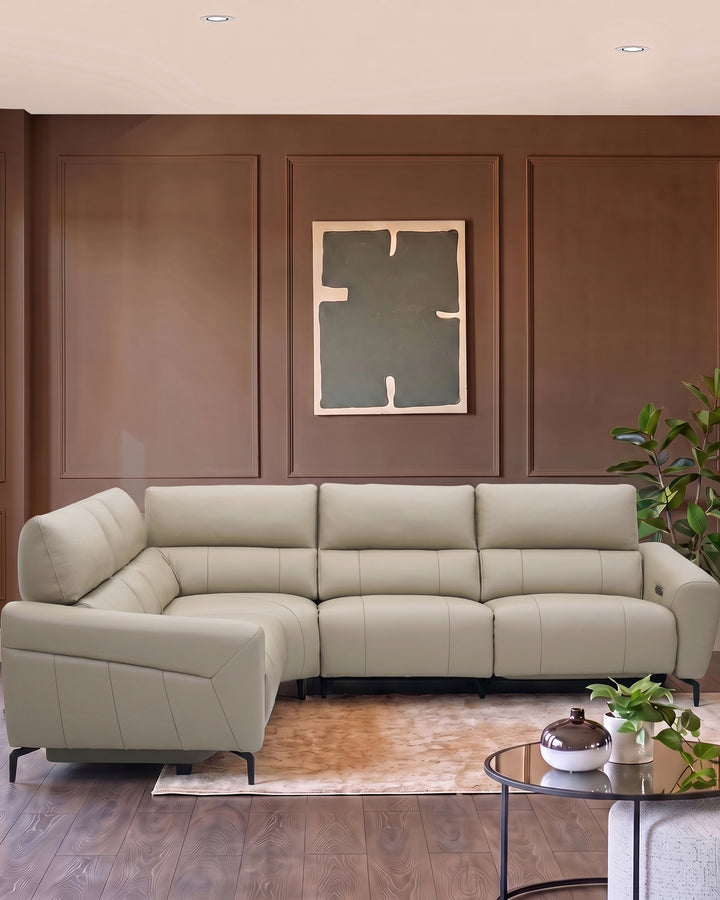 Rhys natural leather large corner sofa
