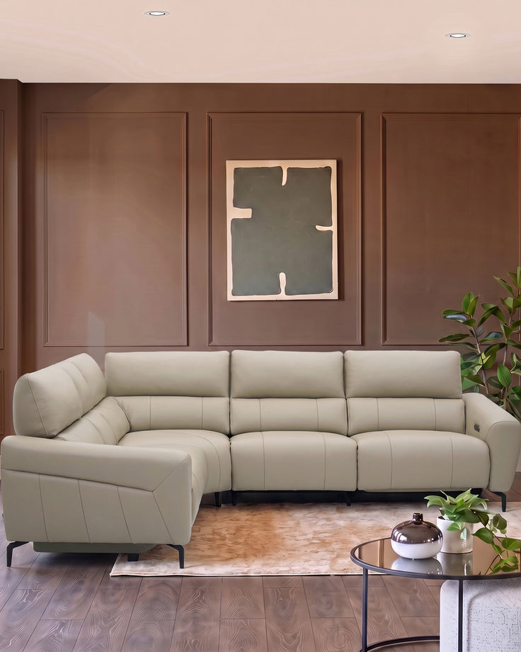 Rhys natural leather large corner sofa