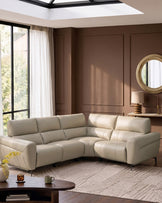 Rhys natural leather right hand facing small corner sofa