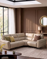 Rhys natural leather right hand facing small corner sofa