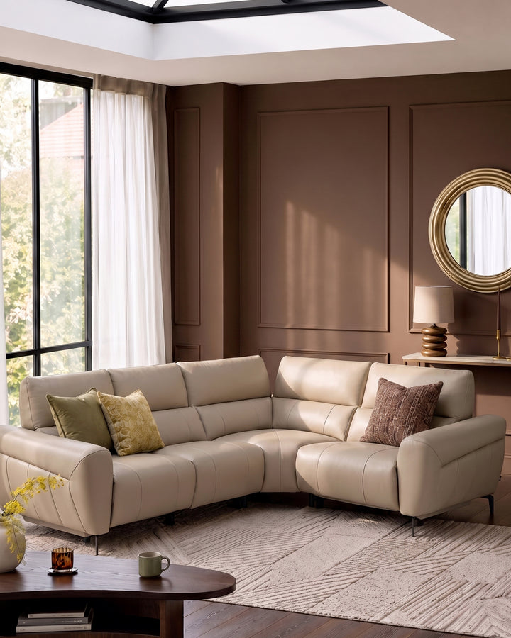Rhys natural leather right hand facing small corner sofa