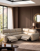 Rhys natural leather right hand facing small corner sofa