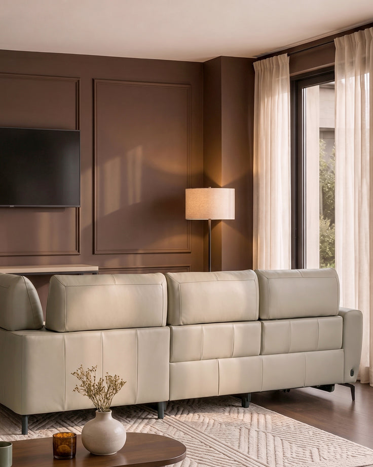 Rhys natural leather right hand facing small corner sofa