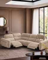 Rhys champagne chenille left hand facing small corner sofa