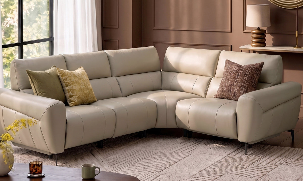 Rhys natural leather right hand facing small corner sofa