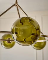 Riley olive green glass 8 bulb pendant light