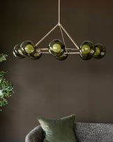Riley olive green glass 8 bulb pendant light