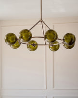 Riley olive green glass 8 bulb pendant light