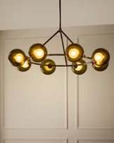 Riley olive green glass 8 bulb pendant light