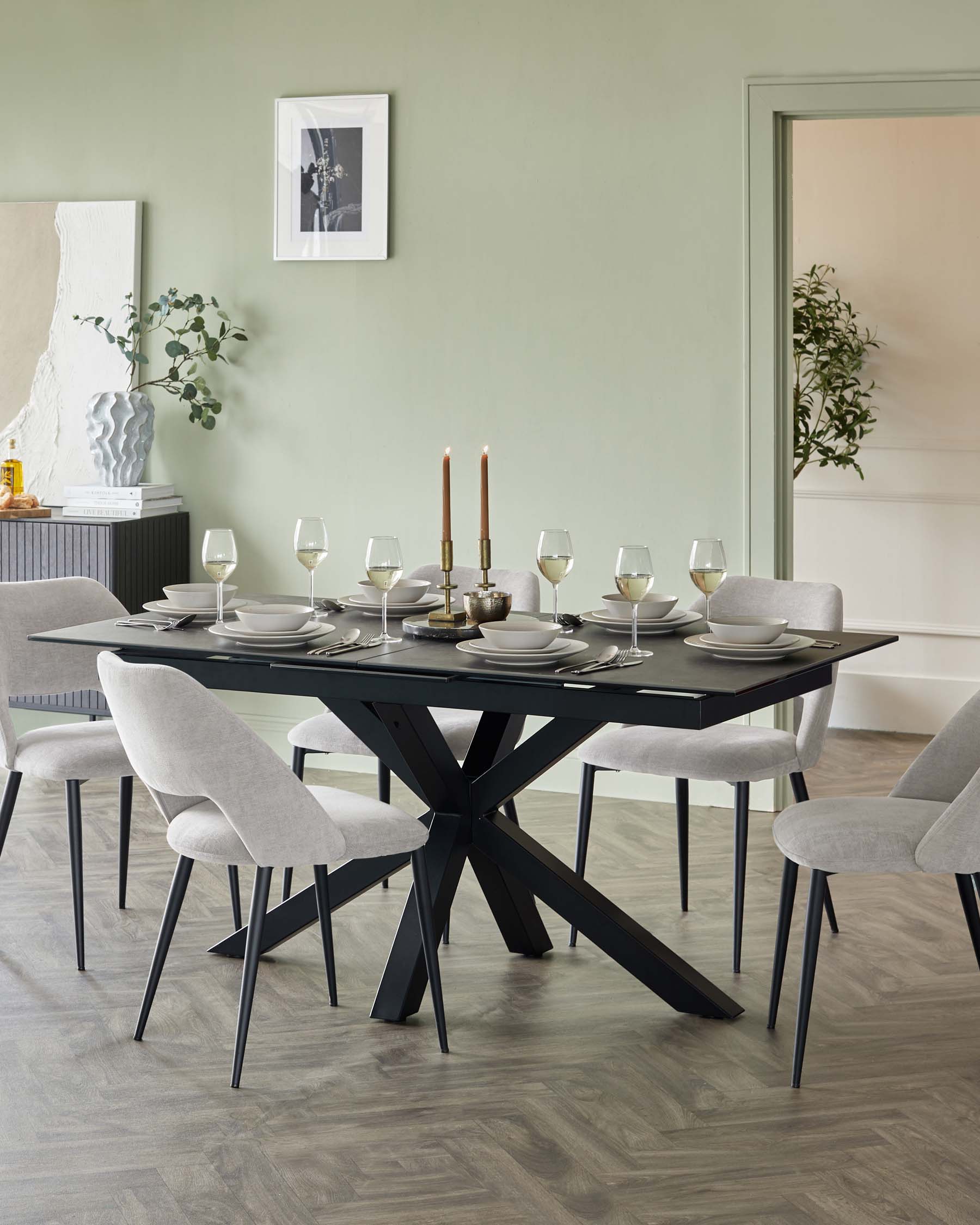 Riley Dark Grey Ceramic Extending to 10 Seater Dining Table