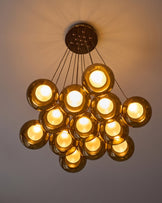 Riley olive green glass cluster drop pendant light