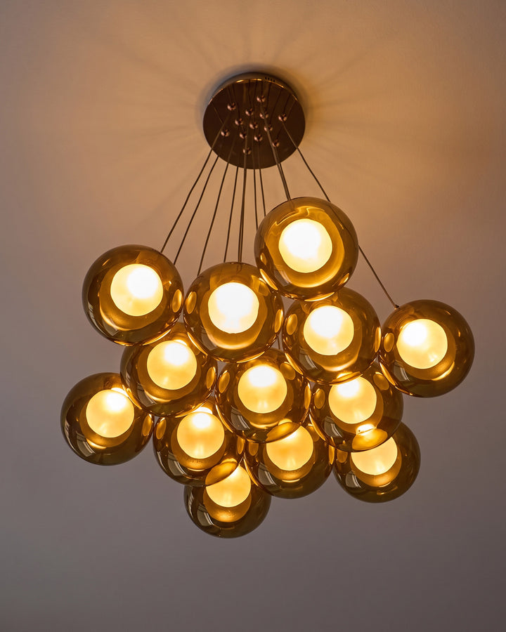 Riley olive green glass cluster drop pendant light