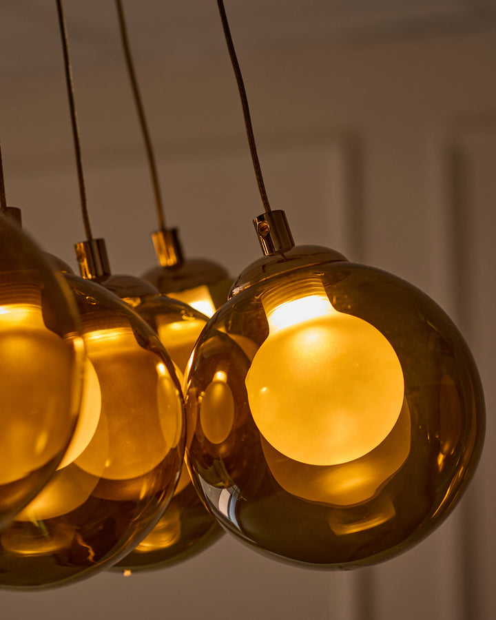 Riley olive green glass cluster drop pendant light